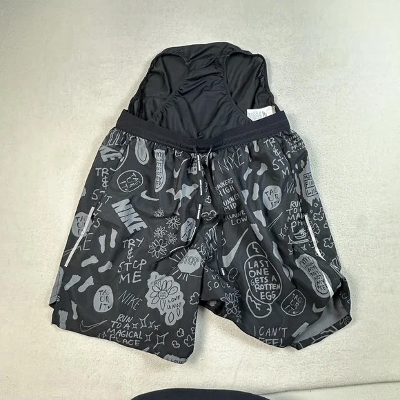 Nike Shorts Mens Medium Air Nathan Bell Graffiti Print Reflective